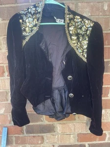 Vintage Zum Zum Women’s Double Breasted Velvet Sequined Jacket Steampunk Goth - Picture 1 of 9