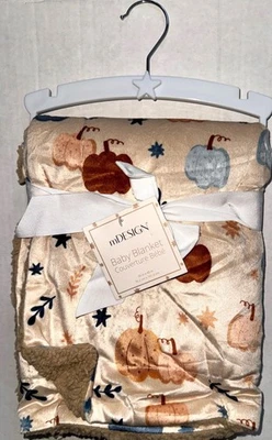Manta bebé MDESIGN polar/sherpa bronceado/multicolor motivo OTOÑO 30" X 40" Foto 1 de 2