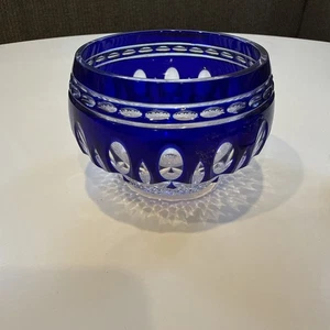 Waterford Crystal CLARENDON Cobalt Blue 3.5” Round Bowl EUC Beautiful - Picture 1 of 9