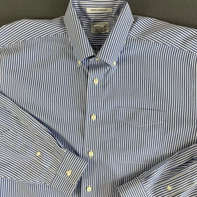 Camisa Oxford LL Bean Para Hombre Grande Alta Azul Rayas Resistente a Arrugas Abotonada Foto 1 de 4
