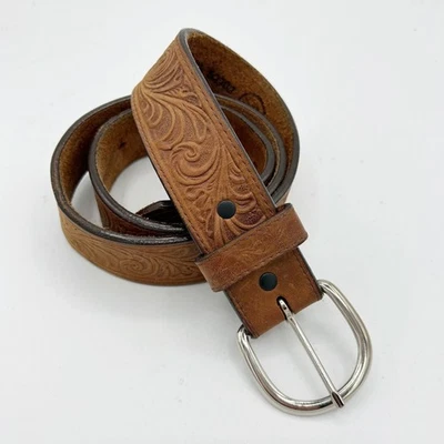 Cinturón Silver Creek Western Scroll Tooled de cuero marrón talla 34 para hombre Foto 1 de 4