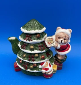 Mini Decorated Christmas Tree Teapot With Teddy Bear Handle 5" World Bazaar - Picture 1 of 10