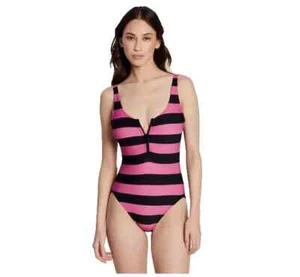 Traje de baño Michael Kors para mujer cremallera frontal de una pieza logotipo cremallera cerise 10 - Imagen 1 de 4