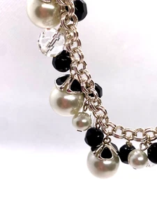 White House Schwarzmarkt Halsband Kunstperlen Glasperlen klar und schwarz 18" adj. - Bild 1 von 8