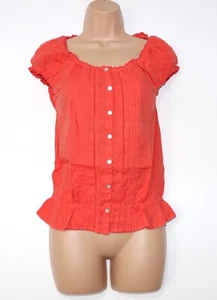 Women’s H&M Short Sleeve Red 100% Cotton Embroidered Blouse Top Shirt UK6 - Picture 1 of 10