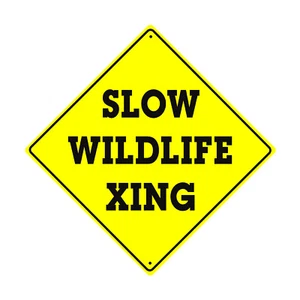 Letrero de metal de aluminio de aluminio Slow Wildlife Xing símbolo de cruce animal carretera novedad de vida silvestre 12x12 - Imagen 1 de 1