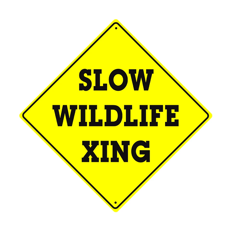 Slow Wildlife Xing Crossing Symbol Animal Road Novelty Aluminum Metal Sign 12x12 - Image 1 of 1