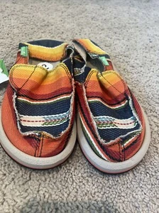 Sanuk Donny Funk Charcoal Multi Blanket Sidewalk Surfer Shoes Children Size 13 - Picture 1 of 4