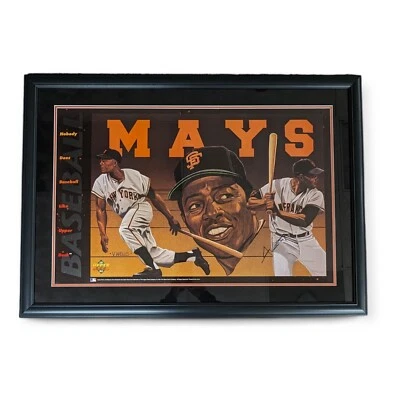 Willie Mays Autographed Signed Framed 1993 Upper Deck Promo Poster Beckett COA - Image 1 of 3