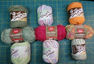 6 Skeins Lily Sugar'n Cream Yarn + 3 skeins Red Heart Scrubby, assorted colors - Picture 1 of 2