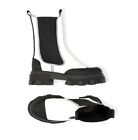 New Ganni Chelsea Boots Leather Platform Sz 37 Eu 7 Us Black And White 445 Retail