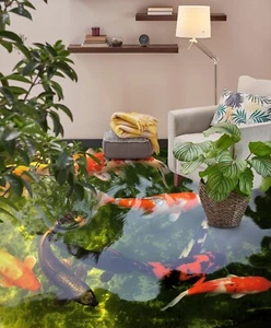 3D Summer Koi K1562 Floor WallPaper Murals Wallpaper Mural Print Luna 2024 - Picture 1 of 11