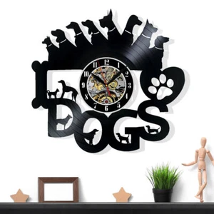 Hundeliebhaber Vinyl Schallplatte Wanduhr Geschenk Überraschung Ideen Freunde Deko Wandbild - Bild 1 von 6