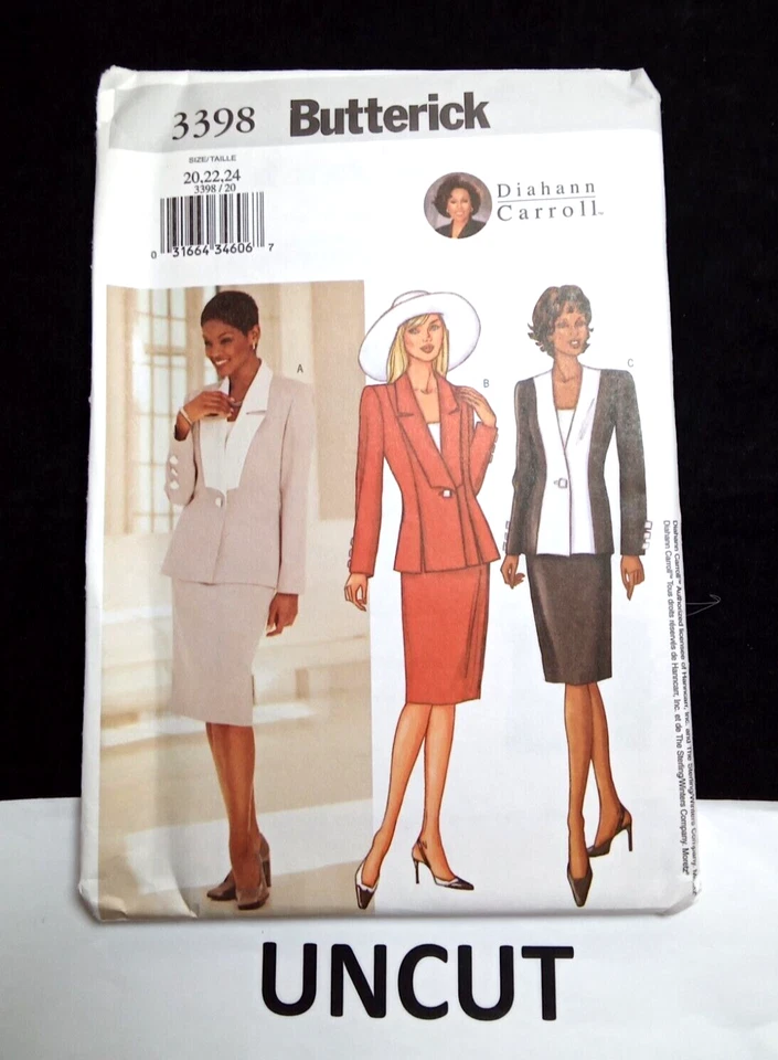BUTTERICK UNCUT Diahann Carroll Pattern 3398 Misses Sz 20 22 24 Jacket Top Skirt - Image 1 of 4