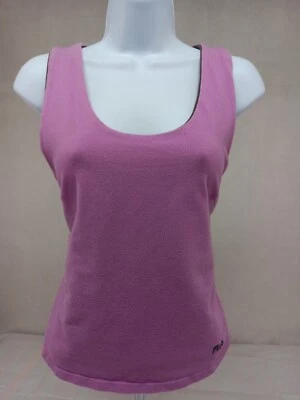 FILA MUJER XL CAMISETA SIN MANGAS REVERSIBLE MORADA Y GRIS DOBLADILLO BORDADO LOGO Foto 1 de 4