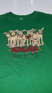Reindeer Joy To All T-shirt green size M (8-10) - Picture 1 of 3