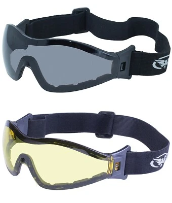 GLOBAL VISION 1 geräucherte & 1 gelb getönte Z33 Reitsport UV400 Jockeybrille & Beutel