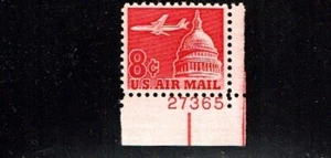 1962 U.S AIRMAIL 8c Carmine "Airliner" Plt#S Sc#C64 M/NH/OG Fresh! - Picture 1 of 1