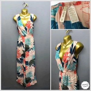 JAPNA Multicoloured Botanical Print Boho Sleeveless Jumpsuit Small - Picture 1 of 10