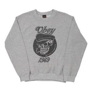 Obey Graphic Sweatshirt - Small Grey Cotton Blend - Picture 1 of 9