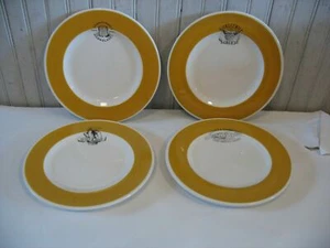 NIB S/4 Williams Sonoma Plates Stamp Label Gold/White English Food Bakery 9" NEW - Picture 1 of 8