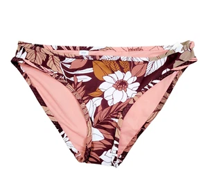 Aerie Swimwear Floral Print Brown/Pink Bikini Bottom Full Coverage Lined Size XS - Picture 1 of 5