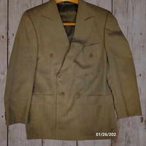 Traje Chaqueta Bachrach Doble Pecho Vintage 42R Beige Lana Blazer Canadá - Imagen 1 de 9