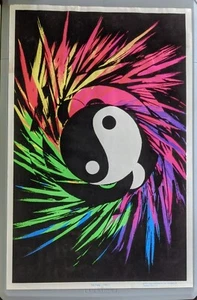 VINTAGE BLACKLIGHT POSTER #9313 Yin Yang 1995 Image Marketing Iconic Asia - Picture 1 of 12