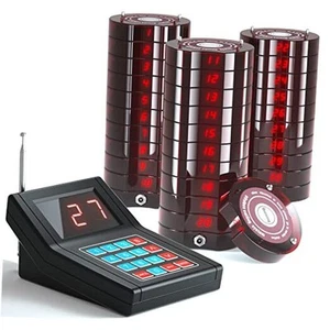 Wireless Paging Queuing Calling System Transmitter+30Pcs Coaster Pagers - Zdjęcie 1 z 8