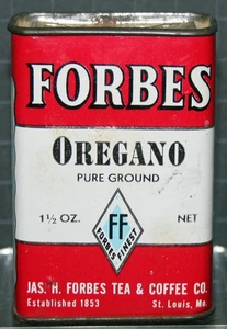 Vintage Forbes Ground Oregano Tin St Louis MO Vintage 1940's - Picture 1 of 6