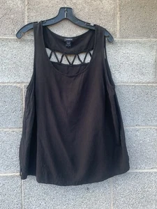 Torrid 1 Black Sleeveless Tank Top Cutouts Back 100 % Rayon Versatile Size 1x - Picture 1 of 9