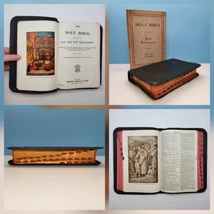 1942 KJV Holy Bible Red Letter Tabs Black Leather Nelson Pre-Israel Maps - Imagen 1 de 24