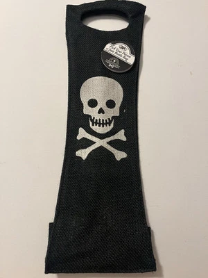 Bolsa tote reutilizável de vinho de juta “Pick Your Poison”. Cabo resistente caveira/ossos transversais NOVO - Imagem 1 de 4