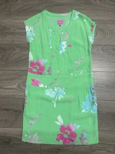 Joules Agnes Green Floral V-Neck Drop Waist Tunic Shift Summer Lined Dress UK 8 - Picture 1 of 17