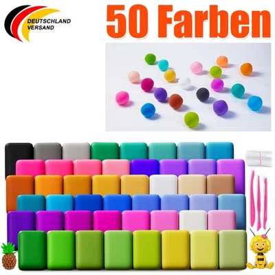 Modelliermasse, Lufttrocknend, Kinder, 50 Farben, Ton, Bastelset, Geschenk DHL - Bild 1 von 4