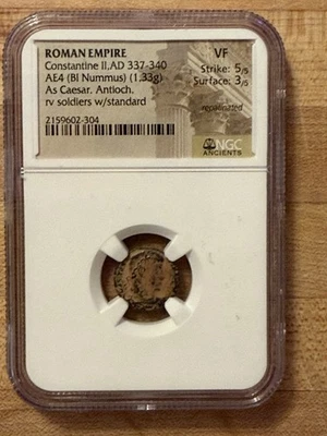 Constantine II AE Nummus VF | NGC | Antioch | Soldiers w/ Standards - Image 1 of 4