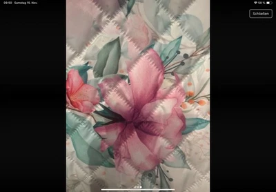 steppstoff wattiert meterware Blumenmuster 1,5m - Bild 1 von 3