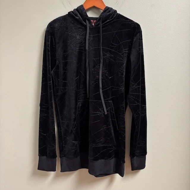 Sudadera con Capucha KILLSTAR Mujer Terciopelo Negro Telaraña Talla XS Vamp Goth Grunge Foto 1 de 4