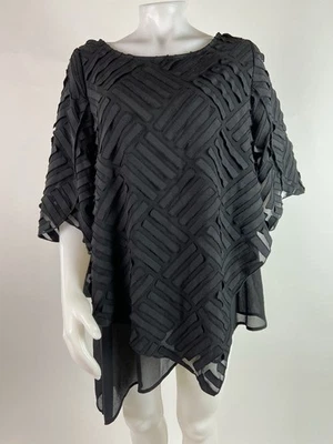 Blusa IC by Connie K Pequeña Negra Asimétrica Texturizada Fiesta Boda Foto 1 de 4