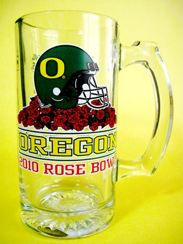 University of Oregon Ducks Beer Mug Glass Football Helmet Rose Bowl BCS 2010 New Cover