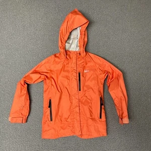 REI Co-Op Jacket Girls XS 6/7 orange Rainwall Rain Coat Waterproof Hooded Ski - Picture 1 of 13