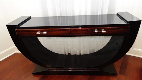 STRIKING ART DECO CONSOLES, Ebony / Macassar; (Sold as Matching Pair) Cover