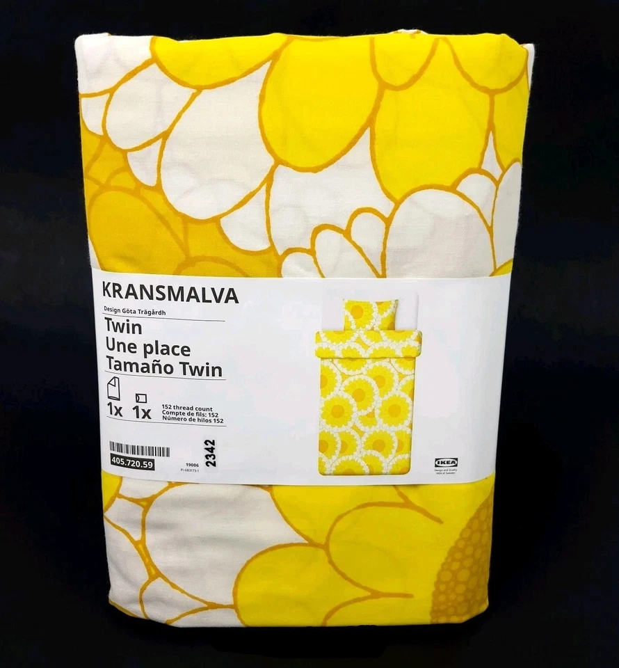 IKEA KRANSMALVA Duvet Cover & Pillowcase Yellow Twin (405.720.59)