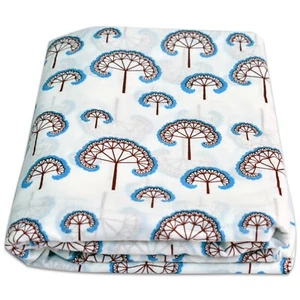5 Yard Indian Hand Block Printed Cotton Voile Running Fabric Craft White Blue - Picture 1 of 6