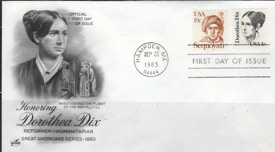 US Scott #1844 "Dorothea Dix", First Day Cover, ArtCraft Cachet - Image 1 of 1
