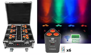 Rockville ROCKWEDGE PACKAGE BLACK (6) Battery Powered Wireless DMX Lights+Case - Picture 1 of 11