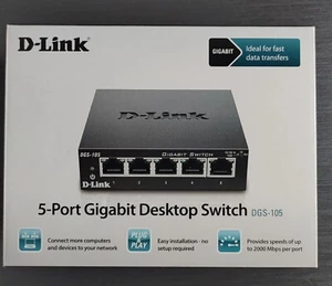 D-Link DGS 105 5-Port Unmanaged Gigabit Metallgehäuse Desktop Ethernet Switch - Bild 1 von 13