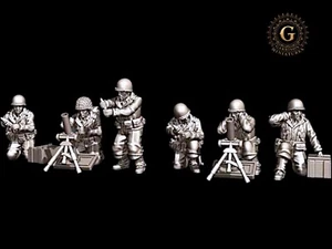 WW2 US Infantry Medium Mortar Unit - Wargames and Collectors 28mm 1/56 4 Figures - Picture 1 of 8
