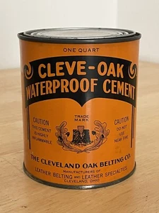 Vintage Cleveland-Oak 1 Qt. Can Waterproof Cement The Cleveland Oak Belting Co. - Picture 1 of 8