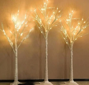 Lighted Birch Twig Tree with Fairy Lights White 4FT, 4FT and 6FT, Pack of 3 - Picture 1 of 5